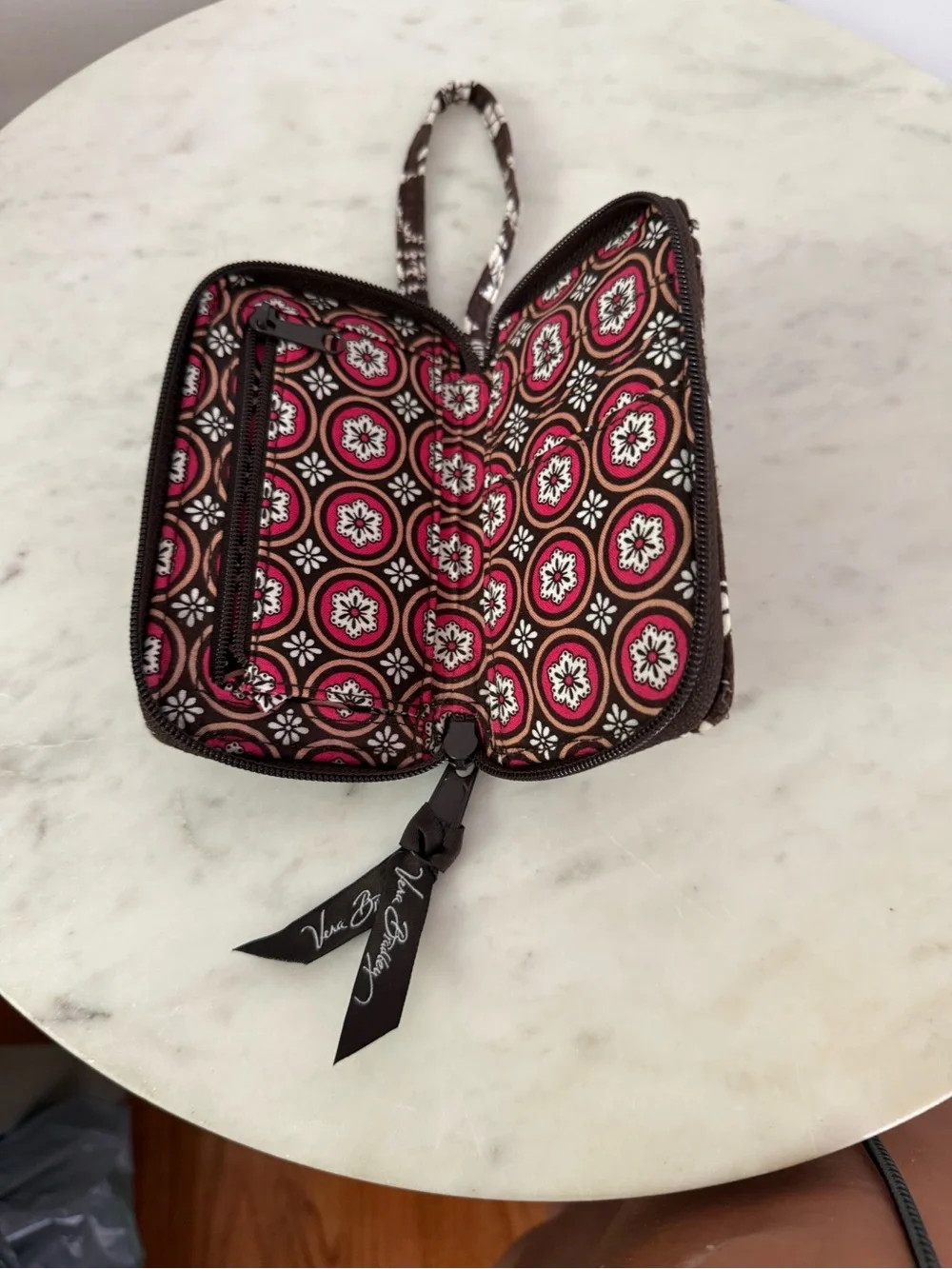 Vera Bradley All in One ID Wristlet in Imperial Toile 2009 Brown Cream Wallet